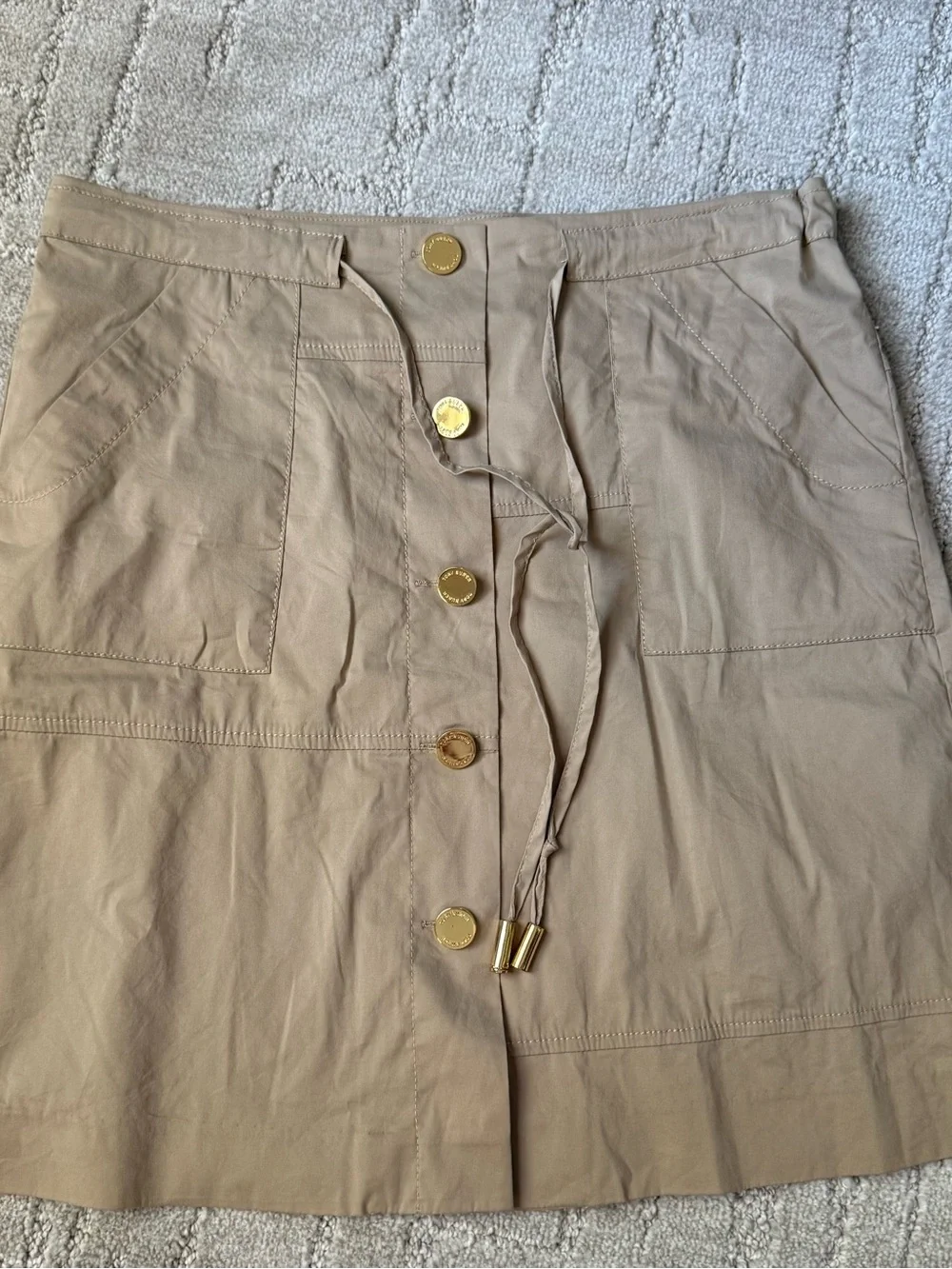 Tory Burch Beige Mini Skirt with Gold Buttons